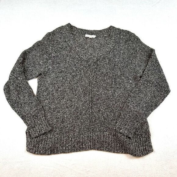 Eileen Fisher %100 Linen Black and White V Neck Sweater Women's Petite M PM - Picture 1 of 12
